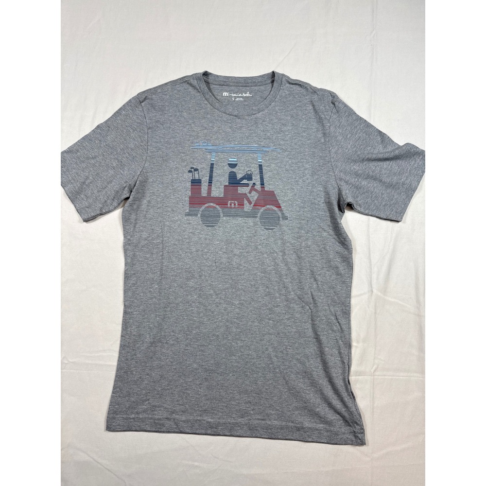 TravisMathew Mens Small Gray Golf Cart Graphic T-Shirt Short‎ Sleeve Tee